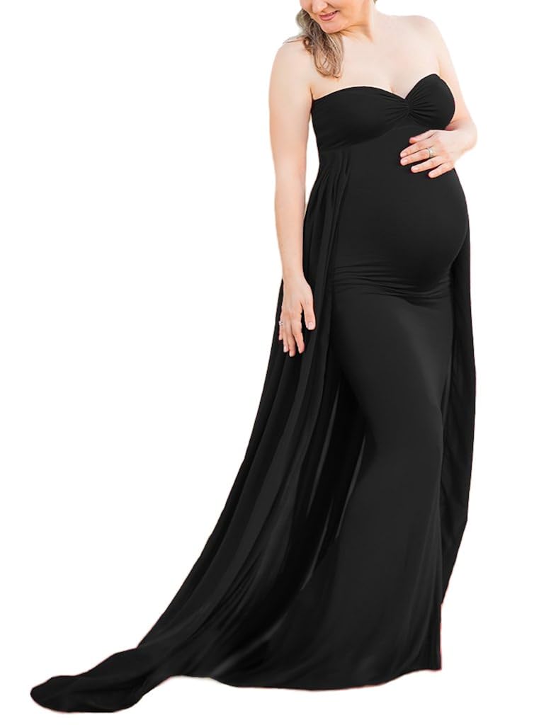 Maternity Gown Fitted Maxi Gown, Long Maternity Tube Dress Photography for Photo Shoot, Baby Shower