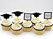 Coxeer Graduation Cake Topper, 48PCS Cupcake Topper Creative Graduation Cap Party Cake Topper (Black) ¡­