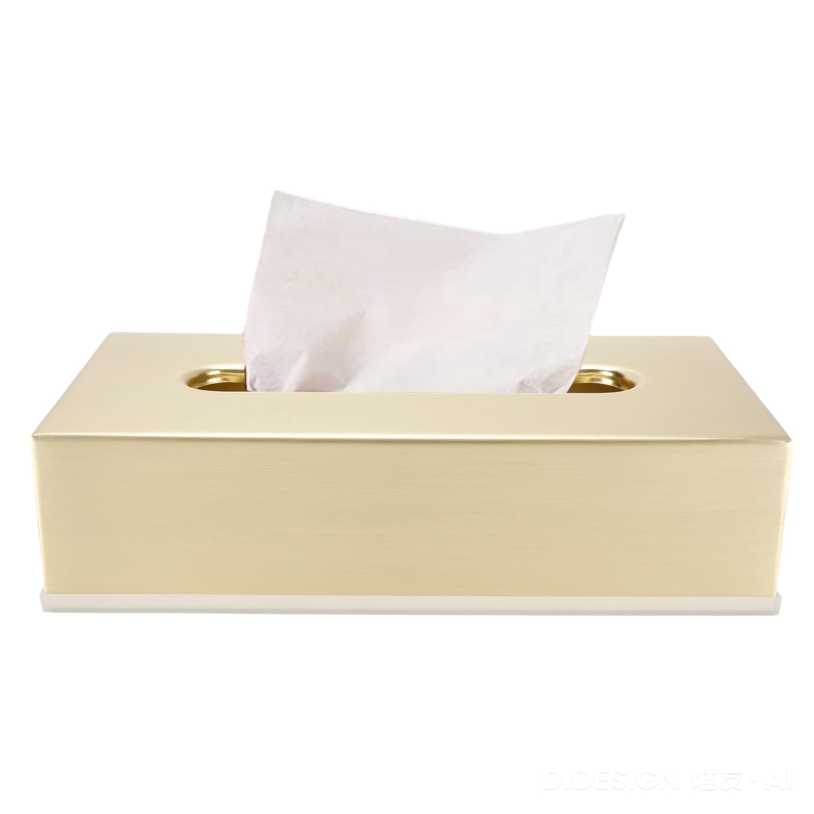 Rectangular Tissue Box, Stainless Steel Facial Tissue Box Cover Gold Tissue Holder Napkin Dispenser for Bathroom Bedroom Officer