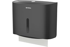 Bertreno Commercial Paper Towel Dispenser Wall Mount Paper Towel Holder Large Capacity C Fold Hand Towel Dispenser Bathroom Tissue Dispenser (Black)