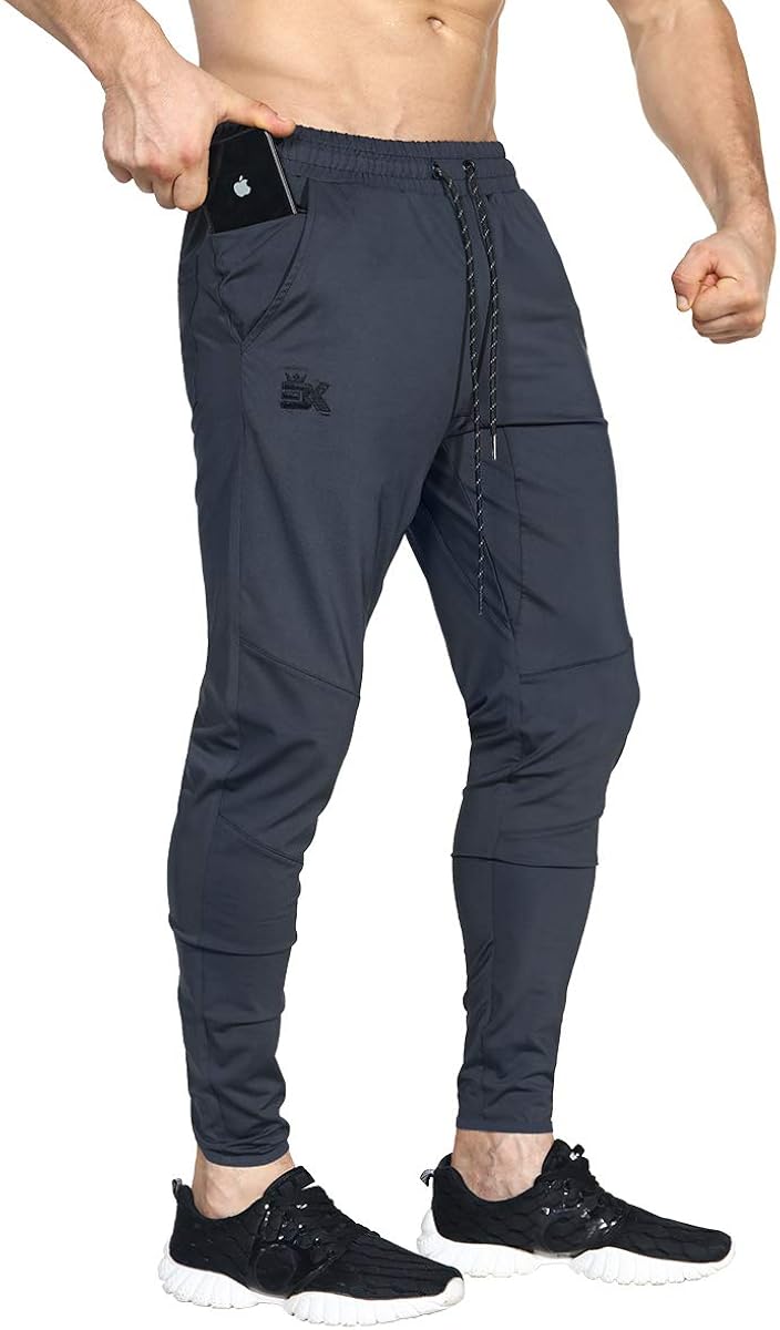 BROKIG Mens Lightweight Gym Jogger Pants, Men's Workout Sweatpants with Zip Pocket at  Men’s Clothing store