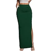 AirZeal Women's Maxi Skirt Ruched Side Slit Thigh Elegant Bodycon Pencil Skirts