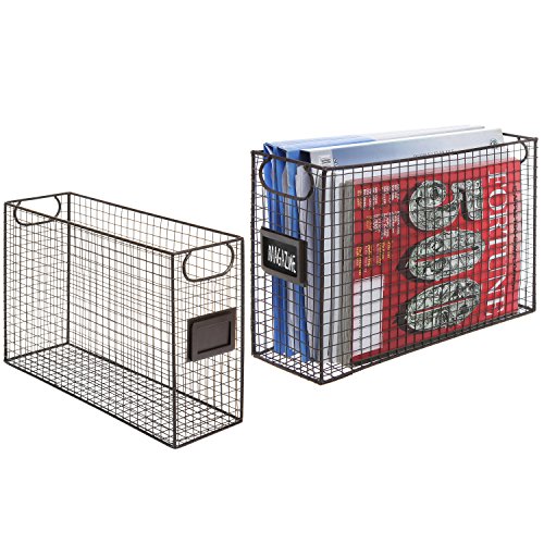 MyGiftMesh Wire Metal Magazine Document Rack with Chalkboard Label Holder, 2-Piece Set (Large and Medium)