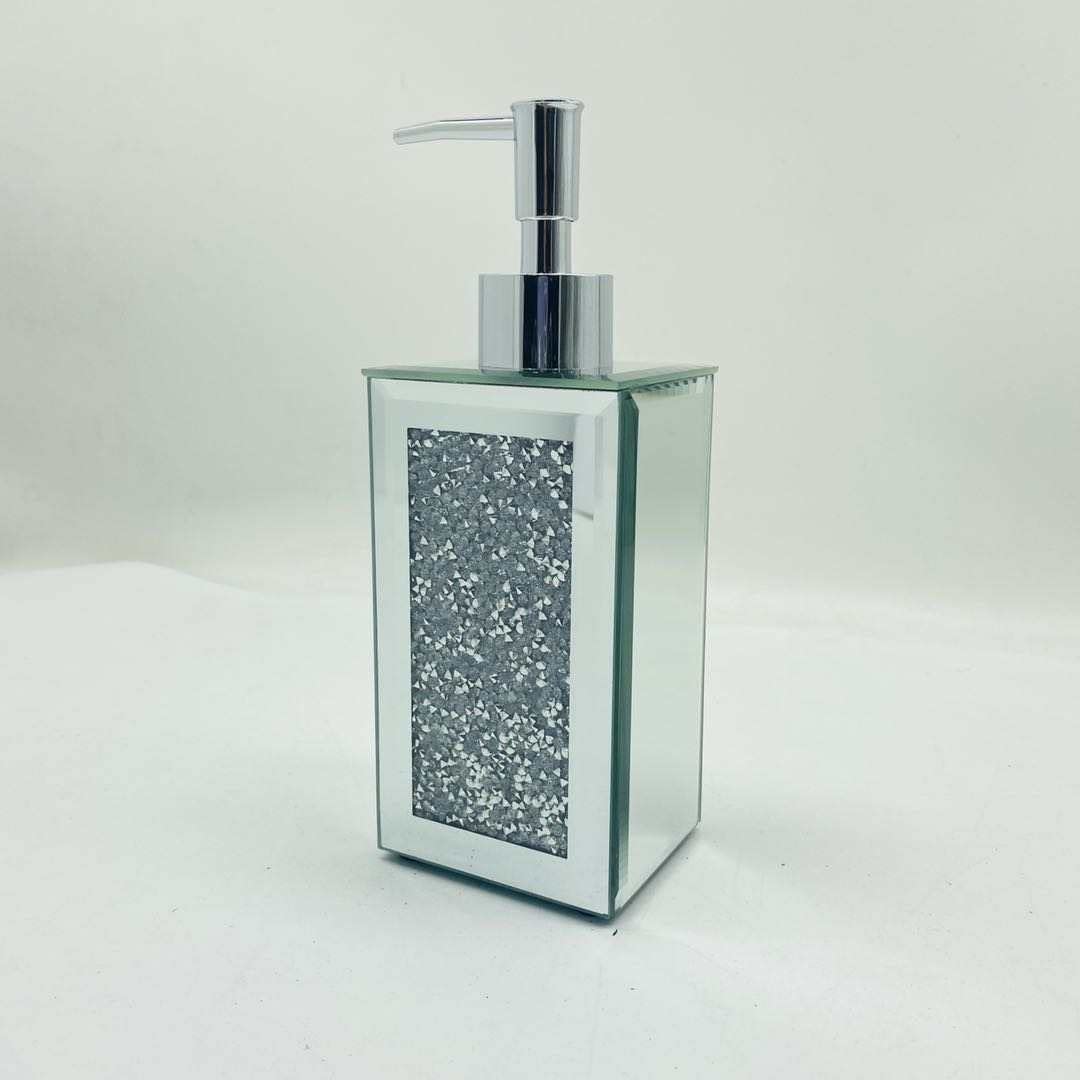 EagleWiz Crushed Jewel mirror Diamond Silver mirrored glass soap dispenser Crystal Hand Cream Pump
