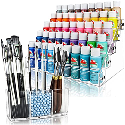 Acrylic Paint Organizer & Paint Brush Holder (Sky Blue Beads). Perfect