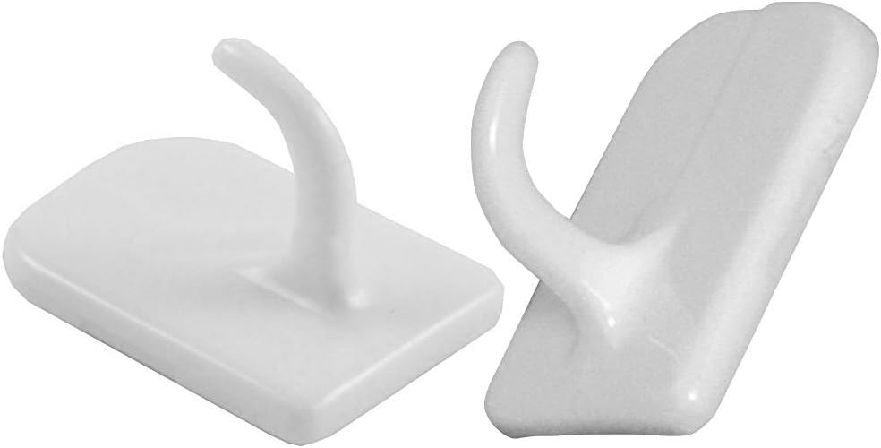 SELF ADHESIVE STICK ON CENTRE HOOKS FOR NET CURTAIN WIRE WHITE ( pack