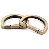 Metal D-Rings, 10 PCS Spring Opening Purse Making Clip Key Ring Holder (Brushed Brass)