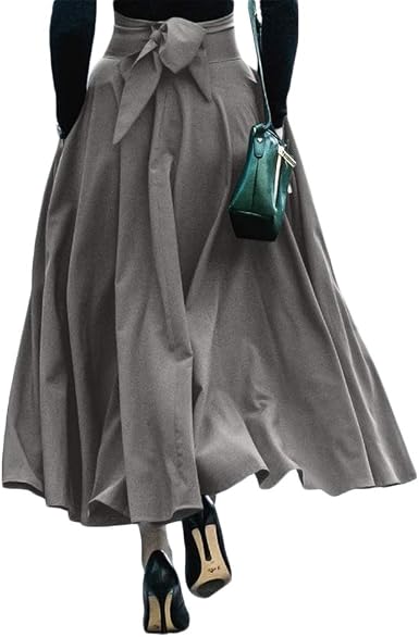 GORGLITTER Damen Maxirock – Enger Rockabilly Rock, Hohe Taille, Lang, Elastisch