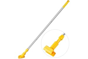 Luvenia Commercial Iron Mop Handle - Professional Mopping Tube 62-inch Adjustable for Industrial & Household Floor Cleaning - Heavy Duty Stick & Mop Head Replacement Holder (Yellow)