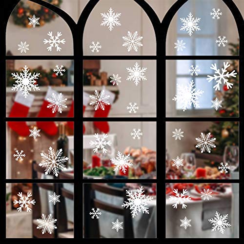 VGOODALL Schneeflocken Fenstersticker, 7 Blätter mit 1 Abstreicher Schneeflocken Fensteraufkleber Fensterbilder für Weihnachtsdeko Fensterdeko Winterdeko