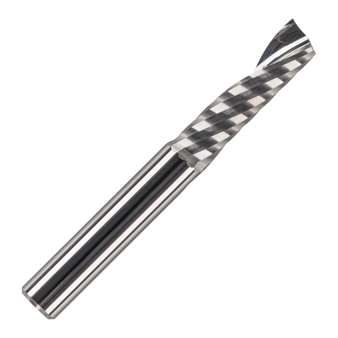 Rennie Tools 6mm x 22mm Flute x 1/4" Shank Solid Carbide Single Flute Spiral Router Cutter Bit End Mill for ACM, Aluminium, PVC, Acrylic and Hard Woods. 6mm Router Bit