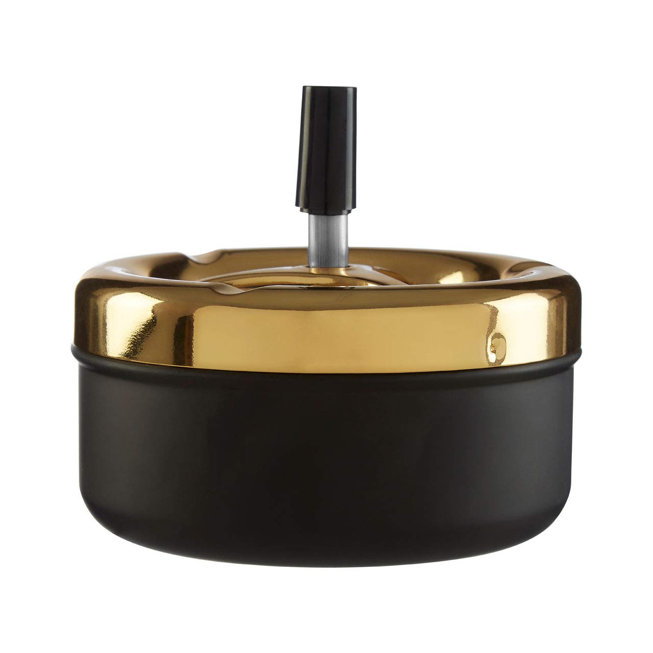 Premier Housewares 305224 Spinning Ashtray, Matte Black/Gold Finish, Medium