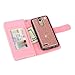 TabPow LG Aristo Case, 10 Card Slot - ID Slot, Button Wallet Folio PU Leather Case Cover with Detachable Magnetic Hard Case for LG Phoenix 3 / LG K8 2017 / LG Fortune/LG Risio 2 - Glitter Rose Gold