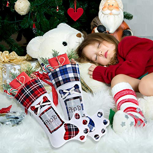 Christmas Stockings, Aitbay 19" Pet Dog Paw Christmas Stocking Plaid Style Large Xmas Stockings Can Be Photo Embedded for Holiday Christmas Decorations ( 2 Pack ) - Thumbnail 6