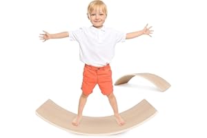 Wooden Wobble Balance Board for kids Toddler Open Ended Learning, 35 Inch Natural Wood Rocker Board for Yoga Classroom & Chil