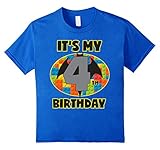 Birthday Shirt For Boys Age 4 Bat Blocks Bricks Theme