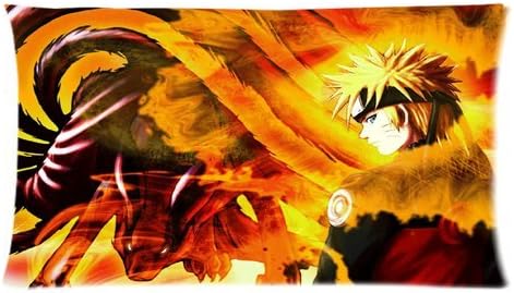 Japan Anime Cartoon Naruto and The Nine-Tail Fox Red Chakra Custom Queen Size Bed Pillowcase DIY Pillowslips Roomy in Size 20 x 30 Inch