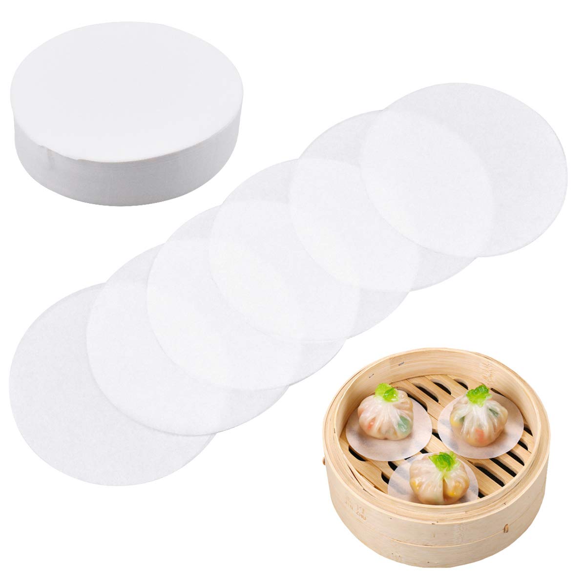 Dokpav Baking Paper, 500pcs 9cm Round Parchment Paper, Partition Paper, for Baking Sheet, Burgers, Bamboo Steam Basket, Air Frying Baking, Barbecue, Non-Stick