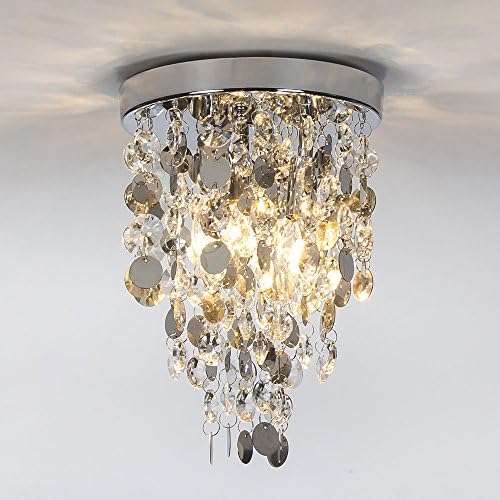 Glanzhaus Elegant Designed Mini Style Lighting Fixture Crystal Ceiling Light, Crystal Chandeliers Light Crystal Chandelier for Living Room Dining Room Bedroom, 3-Lights