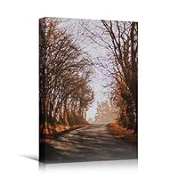 Canvas Wall Art Autumn Dramatic Forest Landscape Living Room Orange Photography Rustic - 12x18 inches