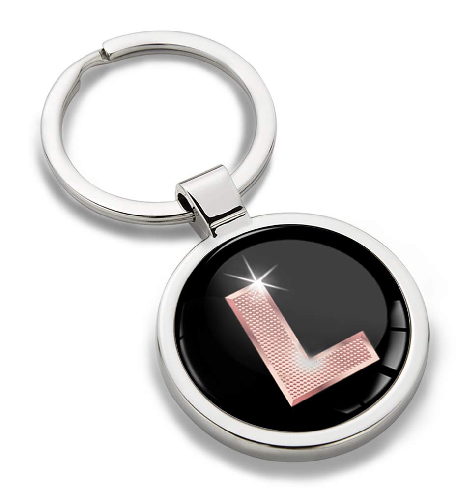 Biomar Labs Letter Keychain Alphabet Initial Keyring 3D Metal Stainless Steel Personalised Initials Charm for Car and Keys Available in Silver Rose Gold or Gold (L in Rose Gold KK 38)