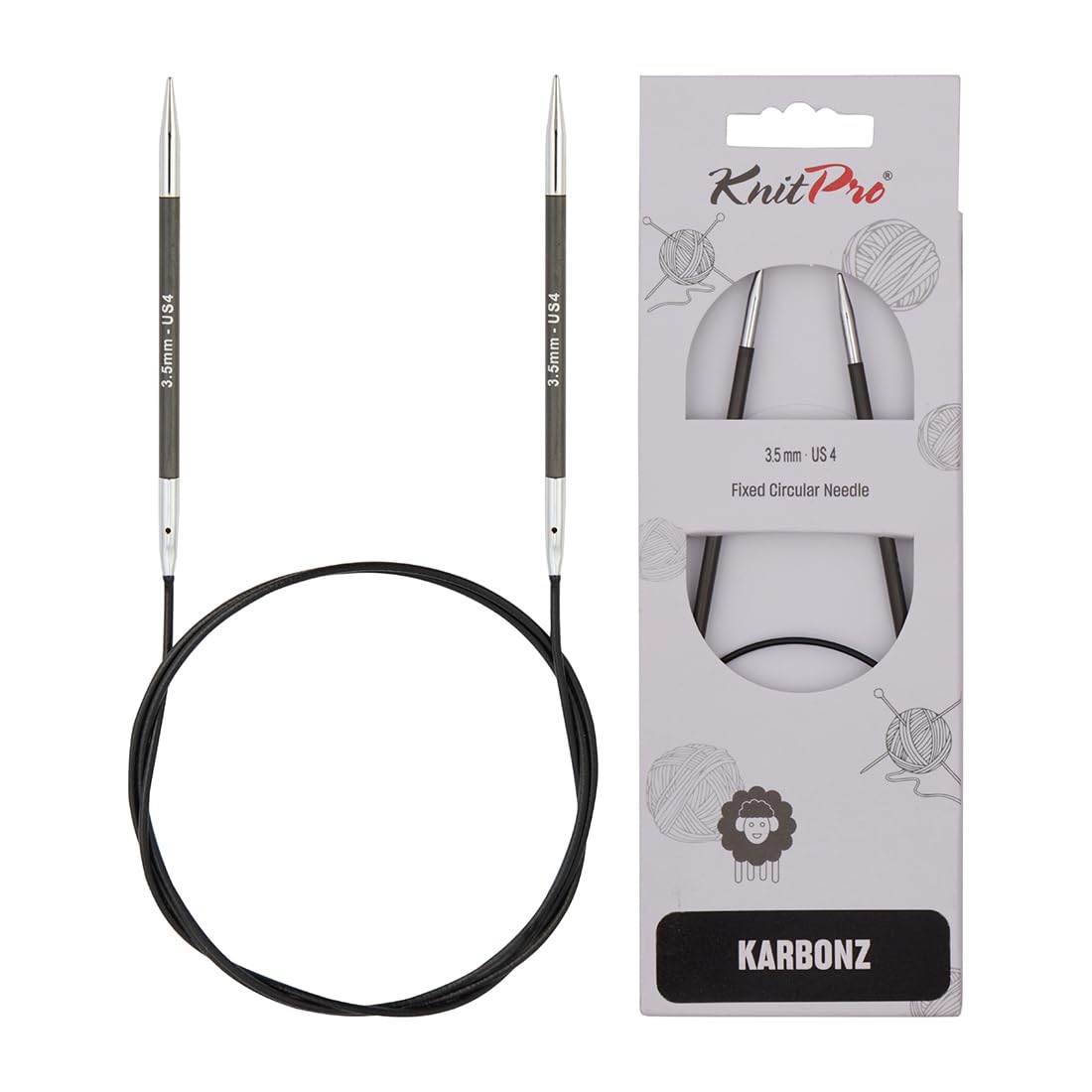 KnitPro Karbonz Fixed Circular Needles 24" (60cm) | 3.50 mm — image 1