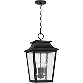 Capital Lighting 953344BK Chandler Transitional Antiqued Glass Outdoor Hanging Lantern, 4-Light 240 Total Watts, 21" H x 12" 