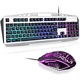 FLAGPOWER Gaming Keyboard and Mouse Combo LED Backlit Mechanical Feeling Keyboard with 4 Adjustable DPI Mouse for PC/laptop/MAC/win7/win8/win10