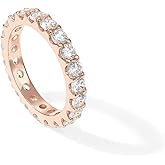 PAVOI 14K Gold Plated Cubic Zirconia Stackable Eternity Ring - 3.0mm Gold Wedding Ring for Women - Fake Promise Band Stacking Jewelry