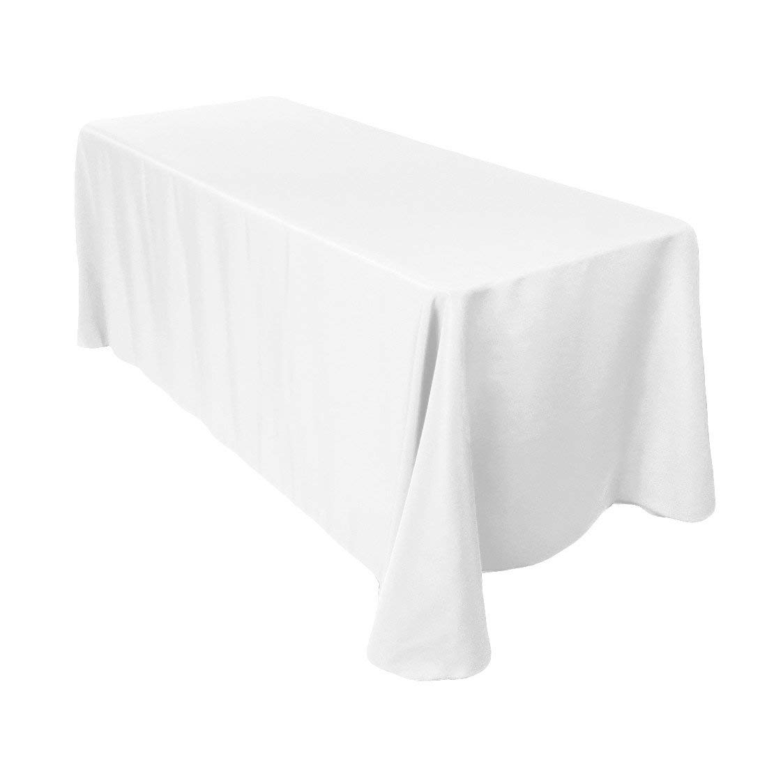 WedDecor Polyester Fabric Tablecloths 90 x 132 inch Rectangular Tablecloth Kitchen Washable Dining Tablecloth for Wedding, Party, Premium Table Top Restaurant, Decoration, White, 1pc