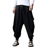 ONTTNO Men's Harem Pants Loose Stretchy Waist Casual Hippie Trousers