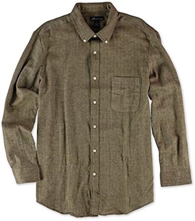 John Ashford Mens Herringbone LS Button Up Shirt Sable 2XL