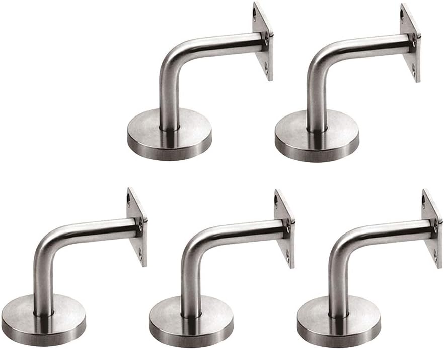 OUNONA 5PCS Hand Rail Bracket Stainless Steel Handrail Bracket Wall Mounted Brackets Supports (Silver)