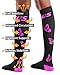 SLS3 Compression Socks for Women 20-30 mmHg Knee High - Womens Graduated Compression Running Socks - Sports, Travel, Recovery (Black-Purple, Medium-Large)