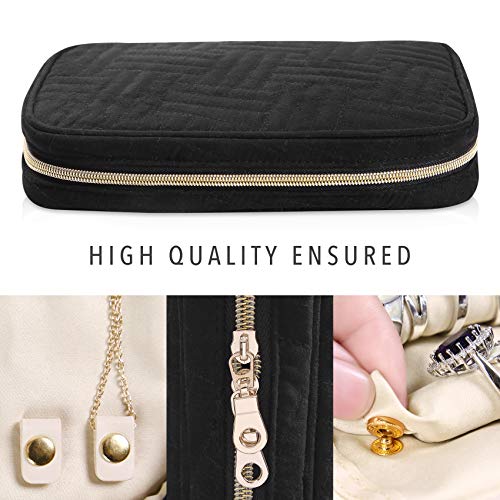 MoMA Travel Jewelry Organizer - 9.8”L x 6.1”W x 1.9”H Jewelry Case - Jewelry Storage Box for Necklace, Earrings, Rings, Bracelets - Women Quilted Jewelry Box Organizer - Girl Portable Jewelry Case - Thumbnail 3
