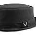 THE HAT DEPOT Black Horn Unisex Cotton Herringbone Pork Pie Hat (Large, Black)