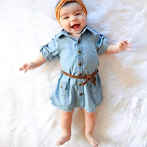 BiggerStore-Fashion-Kids-Toddler-Baby-Girl-HalfLong-Sleeve-Denim-Tunic-Jean-Shirt-Dress-with-Belt-for-Girl-1-5T