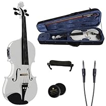 Cecilio 4/4 CVNAE-White+SR Ebony Fitted Acoustic/Electric Violin in Pearl White
