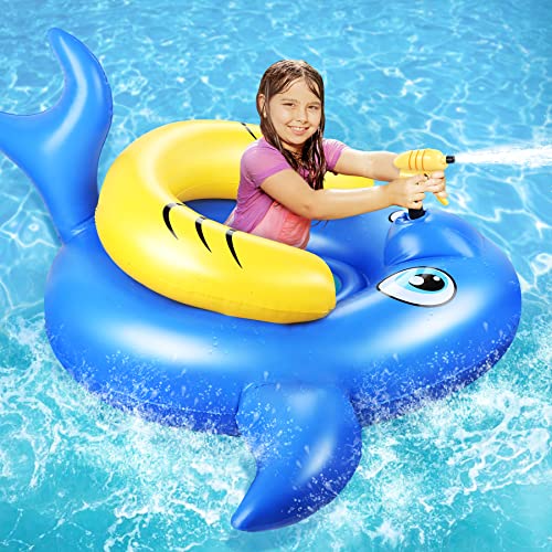 Kids Pool Float with Squirt Inflatable Rideon for Kids Shark Chair