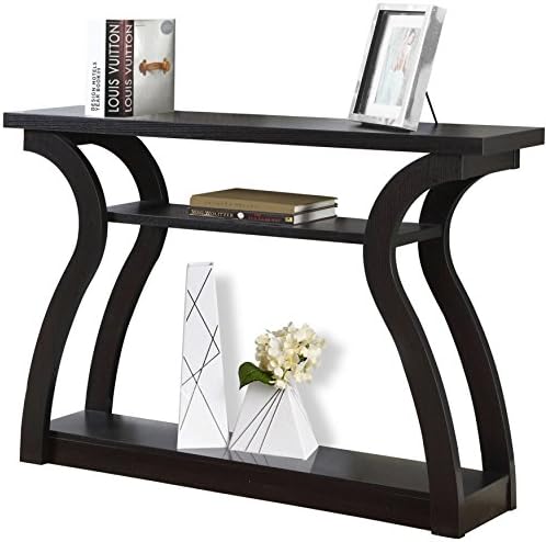 Open Concept Design 3 Shelf Space Cappuccino Rectangle Hall Console Table