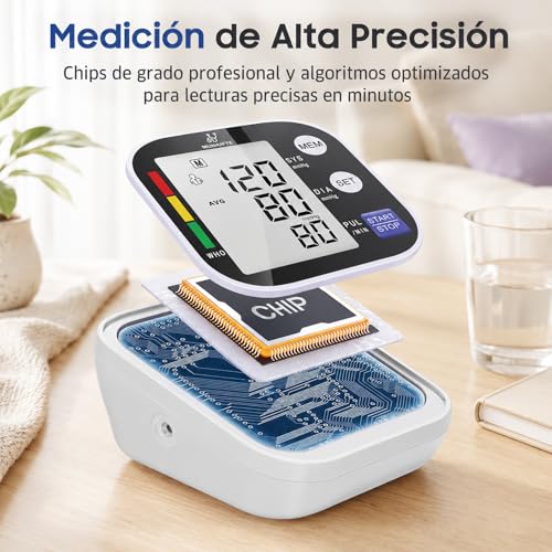 Baumanómetro Digital de Brazo MUINAIFTE (Negro) | Baumanómetro Digital Medidor de Presión Arterial ,Brazalete Ajustable 22-36 cm，Baumanómetro Digital Pantalla LCD Grande