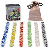 Yellow Mountain Imports - 60 Pieces of Size 16 mm Translucent Chinese Checkers Glass Marbles with Petal Design