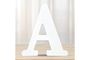DEEZOMO 6 Inch 3D White Wooden Letters, Wooden Alphabet Wall Letter for Wall Decor Decorative - Wood Crafts Standing Letters Slices Sign Board Decoration for Party Decor DIY Craft (Letter A)
