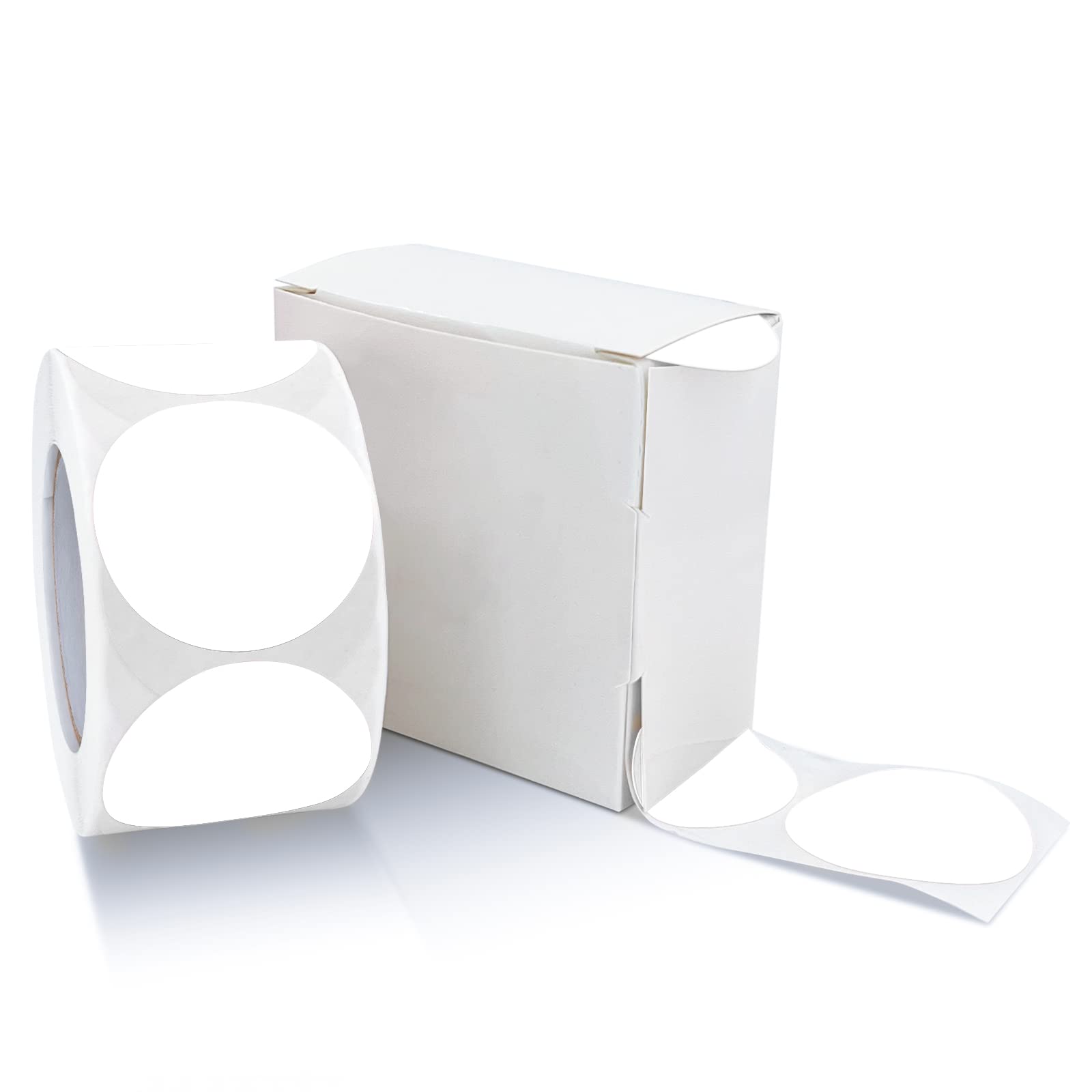 Round Stickers White 25mm Circle Labels with Dispenser Box Color Coding Dot Sticker Waterproof Removable Roll of 500