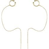 SLUYNZ Sterling Silver Cuff Earrings and Chain for Women - Crawler and Wrap Climber Earrings