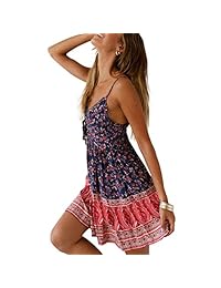 Zyyfly - Vestido de playa para mujer, sin tirantes, estilo bohemio, casual