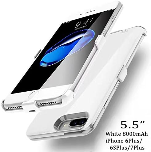 YIGEYI-KC WXB PowerCore Battery Case 5000mAh and 8000mAh, One of the Smallest and Lightest External Batteries, Ultra-Compact, Power Bank Power case for iPhone6/6S/7/6Plus/6sPlus/7Plus (5.5 White)
