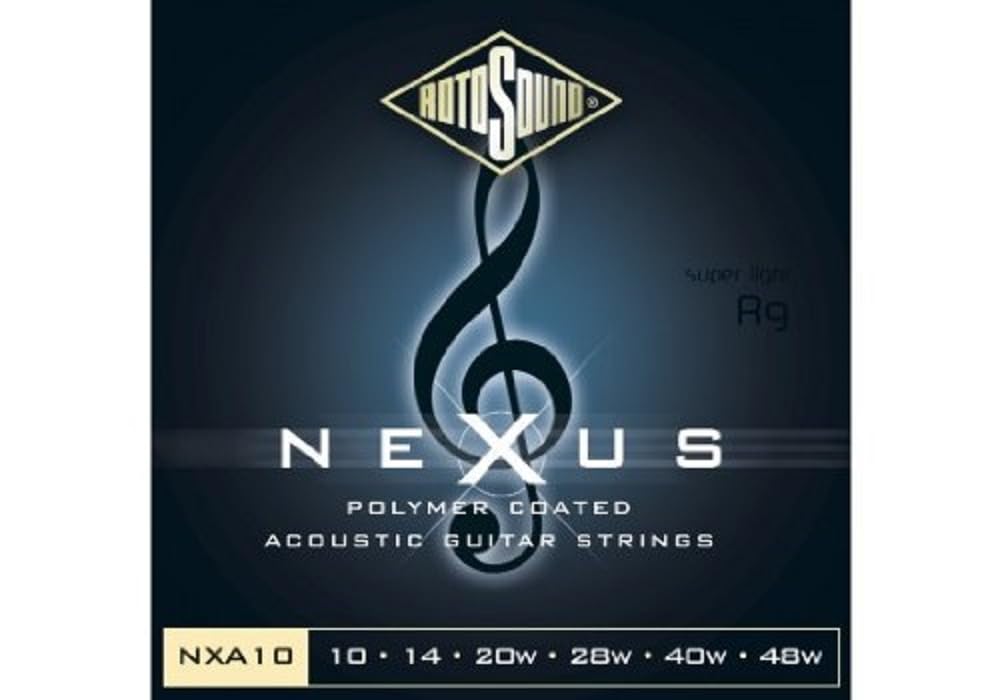 Rotosound strings for acoustic guitar NEXUS COATED BRONZE 6-str. NXA10,White Black Red Blue,Small Medium Large X-Large 2X-Large