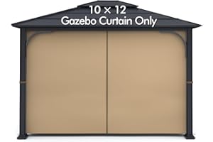 Gazebo Universal Replacement Privacy Curtain - Wonwon Privacy Panel Canopy Side Wall with Zipper for 10' x 12' Outdoor Gazebo (Khaki)