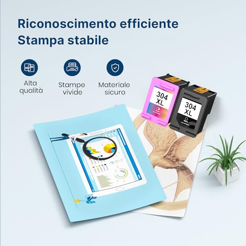 304XL 304XL Black and Colour Cartridges for HP 304 Black for HP DeskJet 3750 3762 3760 3700 3720 2630 2600 Envy 5030 5032 5010 5000 5020 5034 5050 505002 (Black Tri-Color, 2-Pack)